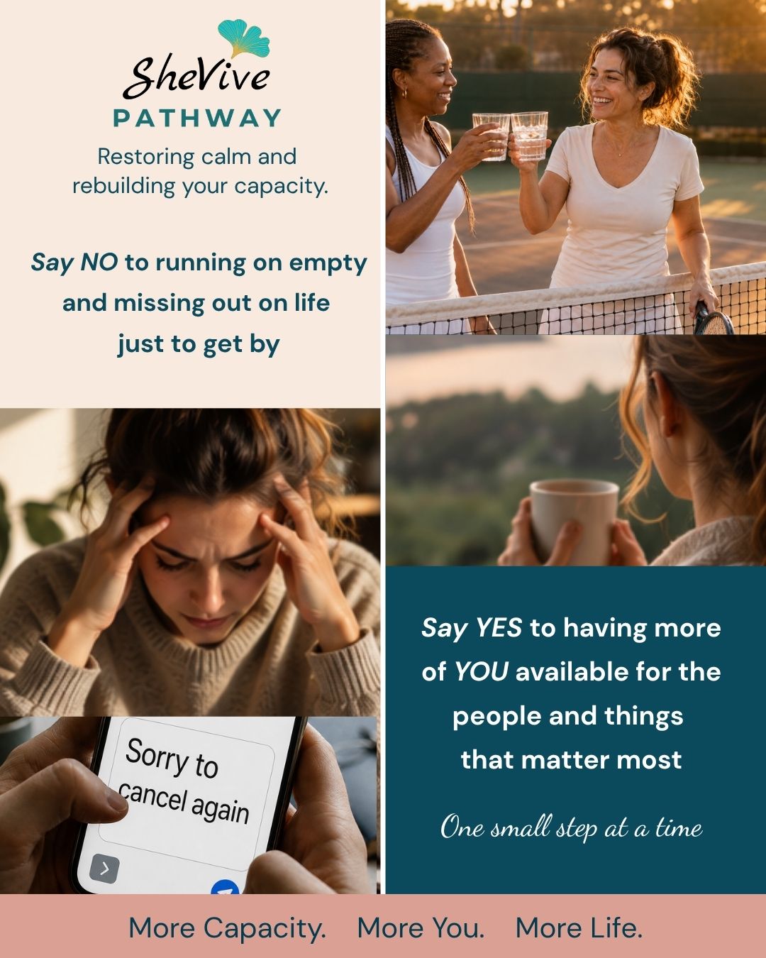 A visual reminder of the shift from running on empty to having more of you available for the people and things that matter most